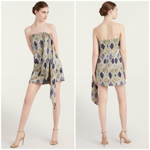 New CINQ À SEPT Luisa Silk Mini Dress in Green size 8 - Picture 11 of 13